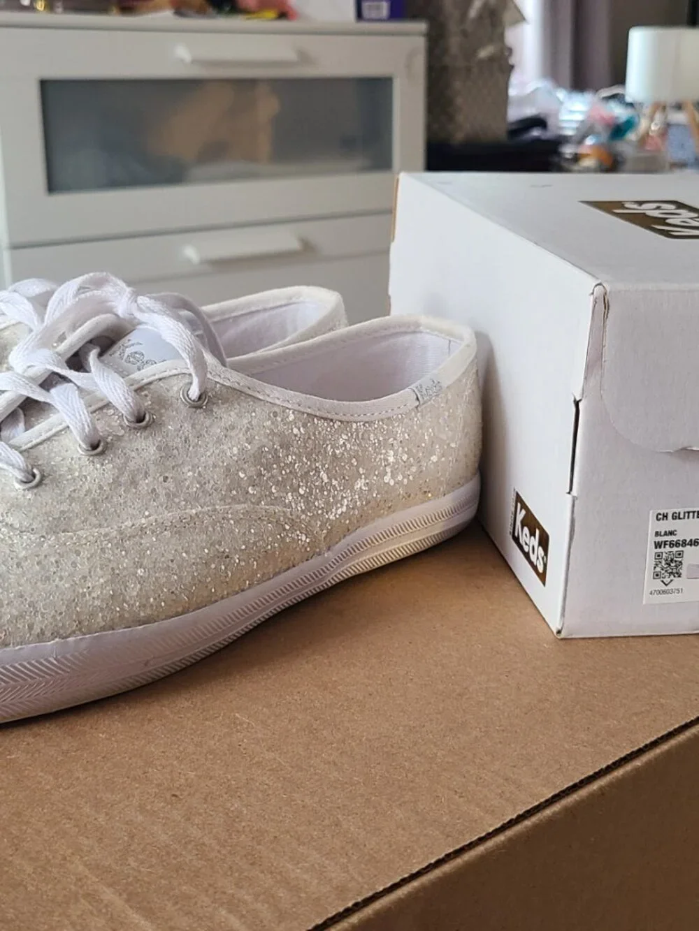 Keds Champion Glitter White Sneakers Size 9.5